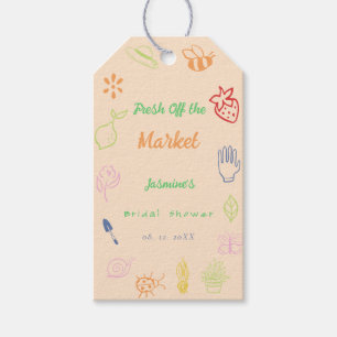 Fresh Off The Market Hand Drawn Bridal Shower Gift Tags
