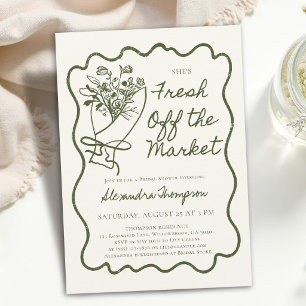 Fresh Off the Market Hand Drawn Bridal Shower Invitation