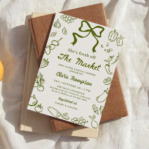 Fresh Off the Market Hand Drawn Bridal Shower Invitation