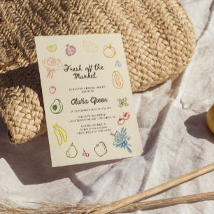 Fresh Off The Market Hand Drawn Bridal Shower Invitation
