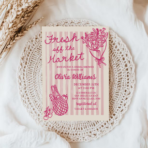 Fresh Off The Market Hand Drawn Bridal Shower Invitation