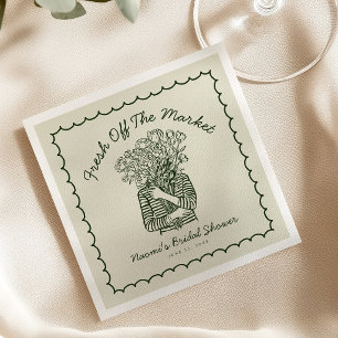 Fresh Off The Market Hand Drawn Bridal Shower Napkin