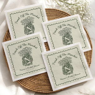 Fresh Off The Market Hand Drawn Bridal Shower Napkin