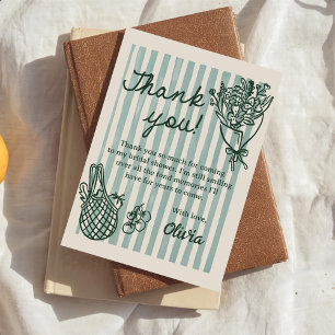 Fresh Off The Market Hand Drawn Bridal Shower Thank You Card