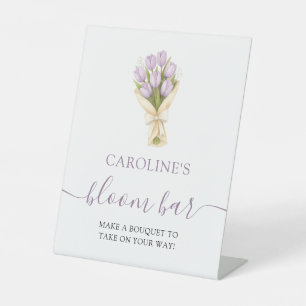 Fresh Off The Market Lavender Tulips Bloom Bar Pedestal Sign