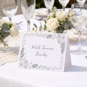 Fresh Off The Market Line Art Rose Bridal Thank You Card