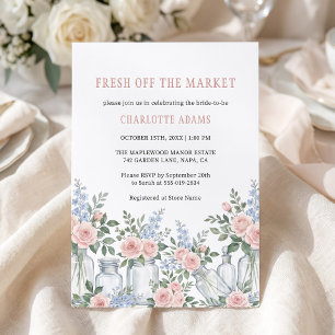 Fresh Off The Market Mason Jar Bridal Shower Invitation