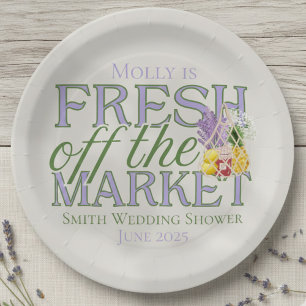 Fresh Off the Market Modern Bridal Shower Paper Plate
