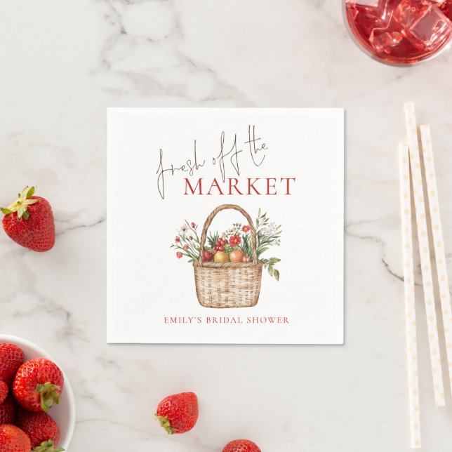 Fresh off the Market Name Bridal Shower Napkin (Insitu)