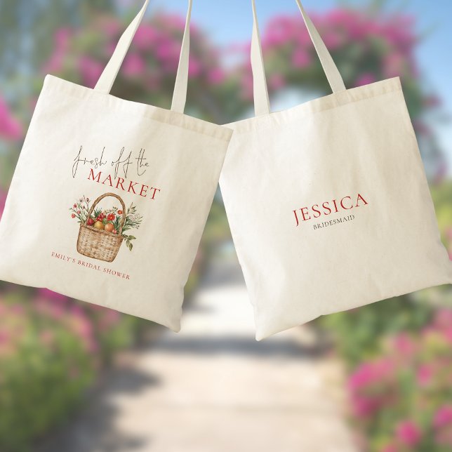 Fresh off the Market Name Bridal Shower Tote Bag (Creator Uploaded)