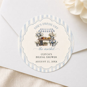 Fresh Off The Market Pastel Colours Bridal Shower Classic Round Sticker