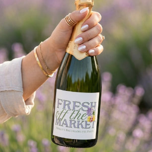 Fresh Off the Market – Personalised Modern Bridal Sparkling Wine Label