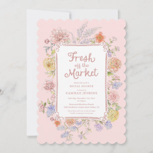 Fresh off the Market Pink Floral Bridal Shower Invitation
