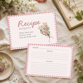 Fresh off the market pink gingham Recipe request Enclosure Card