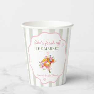 Fresh Off the Market Pink Green Bridal Shower  Paper Cups