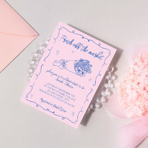 Fresh Off The Market Pink Hand Drawn Bridal Shower Invitation