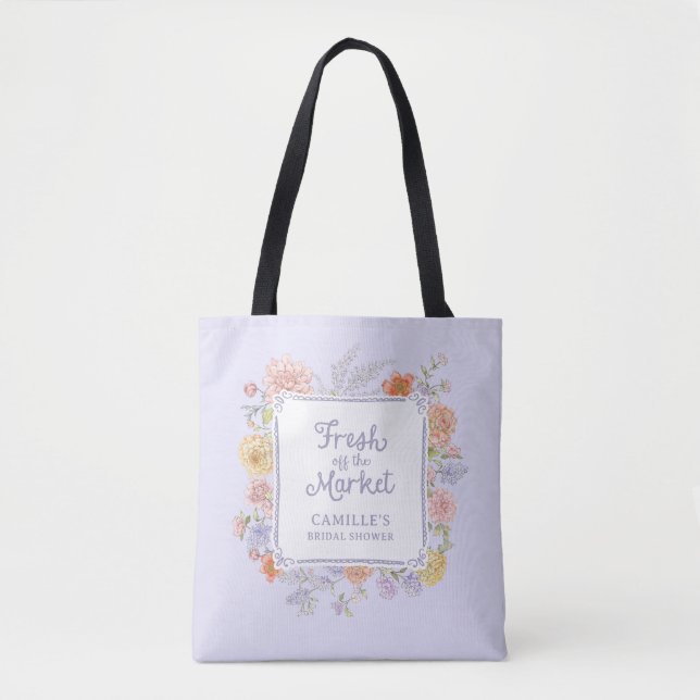 Fresh off the Market Purple Floral  Tote Bag (Front)