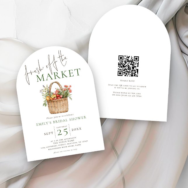 Fresh off the Market QR code Bridal Shower Invitation (Creator Uploaded)