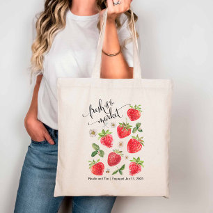 Fresh off the Market Retro Strawberries Bride's Tote Bag