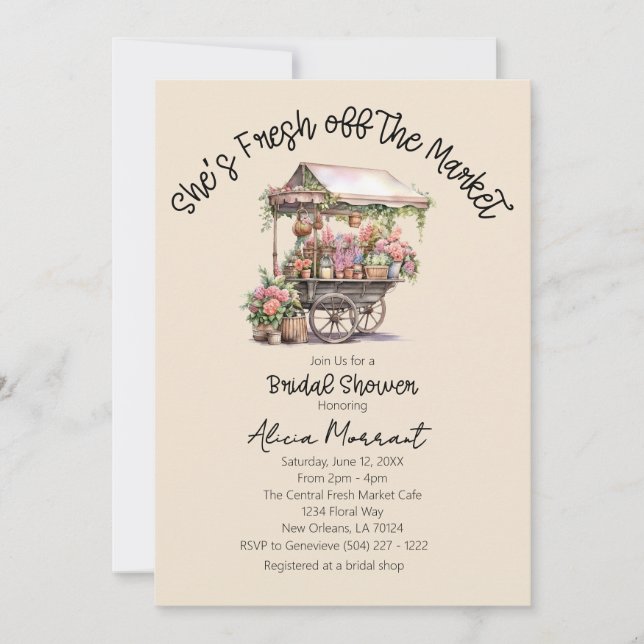 Fresh Off the Market Rustic Bridal Shower Invitation (Front)