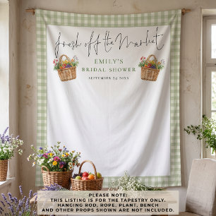Fresh off the Market Sage Gingham Photo Backdrop  Tapestry