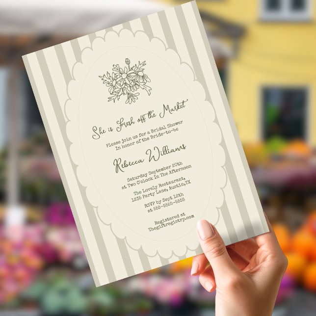 Fresh off the Market Sage Green Bridal Shower Invitation (Creator Uploaded)
