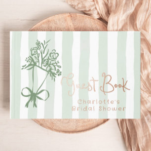 Fresh Off the Market Sage green Stripes Watercolor Guest Book