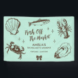 Fresh Off The Market Seafood Bachelorette Party Banner<br><div class="desc">Make a splash at your upcoming bachelorette party with this stunning beach bachelorette party design. Whether you're celebrating a bach trip, a girls' vacation, or a best friends' engagement, this custom beach bachelorette party design is the perfect addition to your unforgettable getaway. Add a personal touch to your bachelorette party...</div>