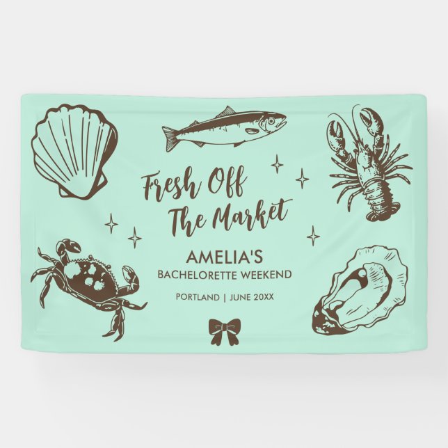 Fresh Off The Market Seafood Bachelorette Party Banner (Horizontal)