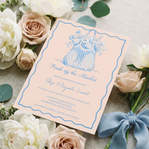 Fresh Off The Market Sketch Floral Bridal Shower Invitation