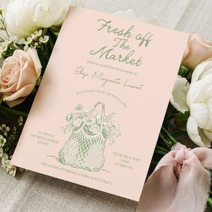 Fresh Off The Market Sketch Floral Bridal Shower Invitation