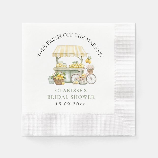 Fresh Off The Market Summer Citrus Bridal Shower Napkin (Front)