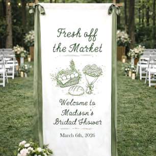Fresh Off The Market Theme Sign, Bridal Shower Ban Banner