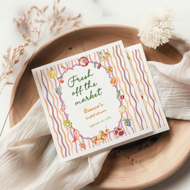 Fresh Off The Market Whimsical Bridal Shower Napkin (Creator Uploaded)