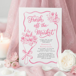 Fresh Off The Market Whimsical Drawn Bridal Shower Invitation