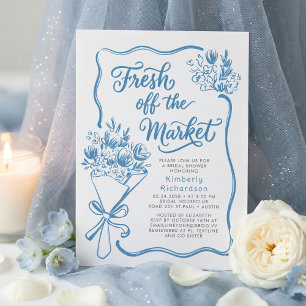 Fresh Off The Market Whimsical Drawn Bridal Shower Invitation
