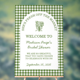 Fresh Off the Market Whimsical Green Bridal Shower Acrylic Sign