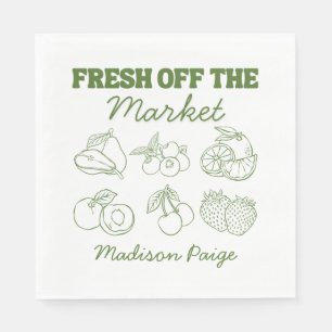 Fresh Off the Market Whimsical Green Bridal Shower Napkin