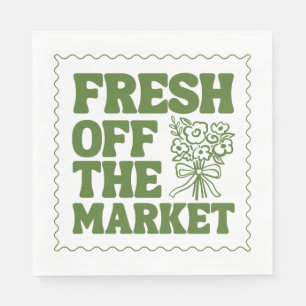 Fresh Off the Market Whimsical Green Bridal Shower Napkin