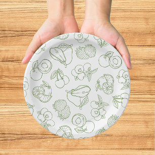 Fresh Off the Market Whimsical Green Bridal Shower Paper Plate