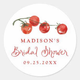 Fresh off the Vine Tomato Bridal Shower Classic Round Sticker