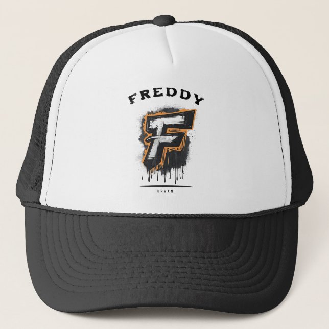  Fresh Off the Wall - Bold Graffiti Monogram "F" Trucker Hat (Front)