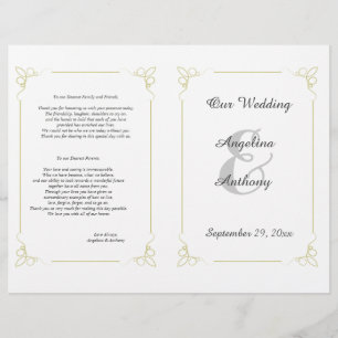 Fresh Olive Green Art Deco Formal Wedding Program