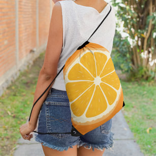 Fresh Orange Fruit Juicy Lemon Juice Illustration Drawstring Bag