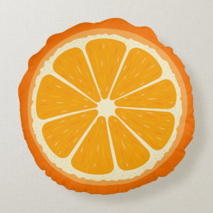 Fresh Orange Fruit Juicy Lemon Juice Illustration Round Cushion