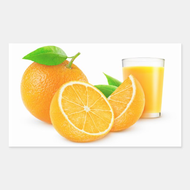 Fresh orange juice rectangular sticker (Front)