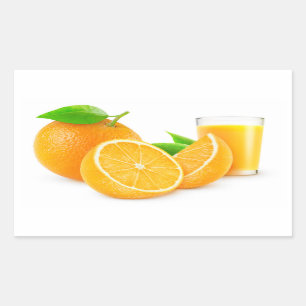 Fresh orange juice rectangular sticker