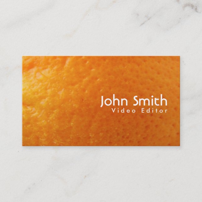 Fresh Orange Video Editor Business Card (Front)