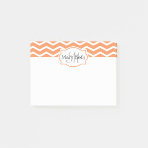 Fresh Orange White Chevron Name Monogrammed Post-it Notes