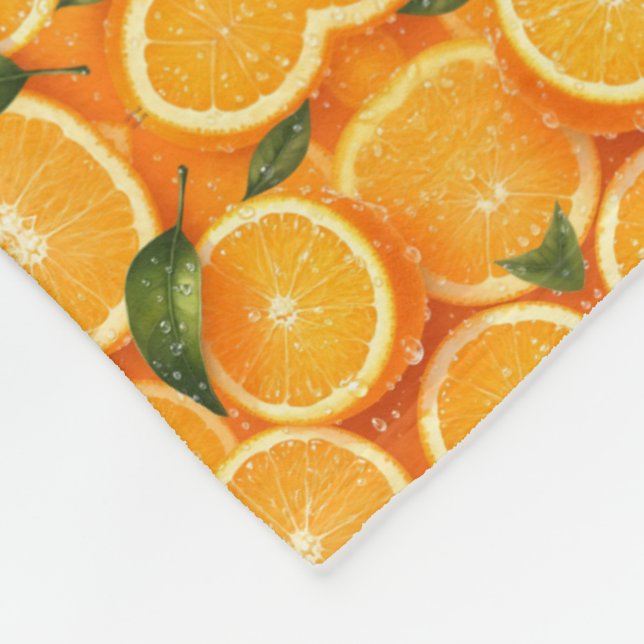 Fresh Oranges and Leaves Napkin Fleece Blanket (Corner)